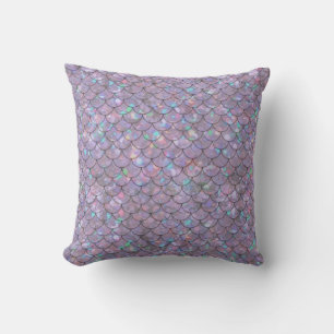 Purple Mermaid Fish Scales Holographic Trendy Cushion
