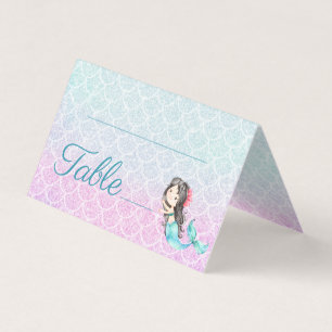Purple Mermaid Girl's Baby Shower Table Number
