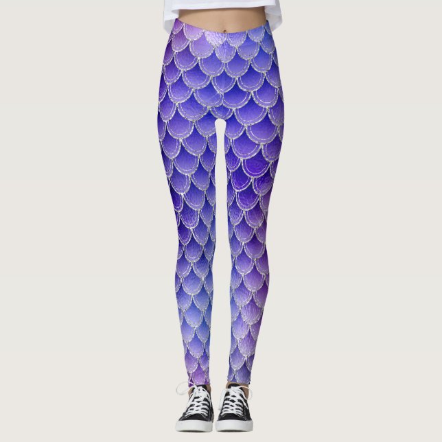 Purple mermaid glow leggings (Front)