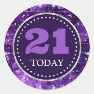 Purple Mermaid Letters Pattern & Glitter Birthday Classic Round Sticker