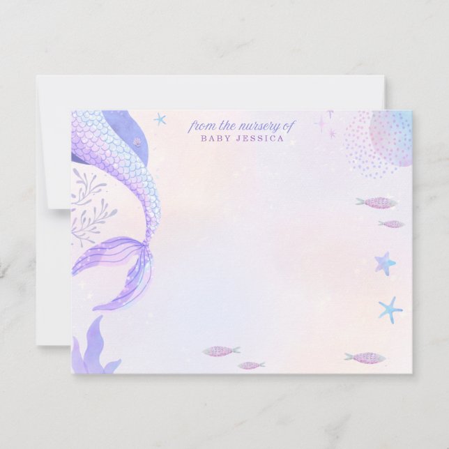 Purple Mermaid Nursery Note Card (Front)