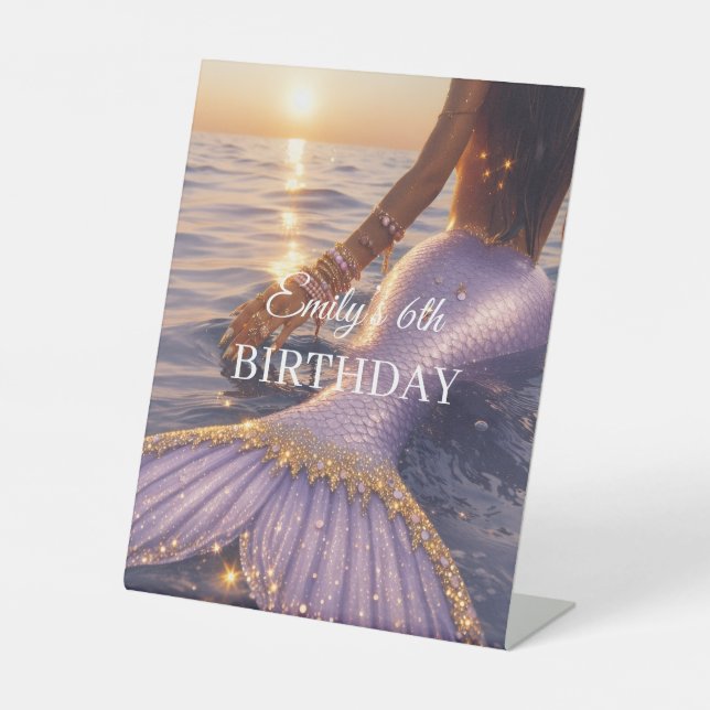 purple mermaid pedestal sign || customisable  (Front)