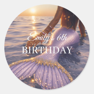 purple mermaid round stickers || customisable