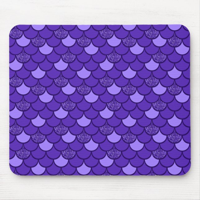 Purple mermaid scale with glitter effect mouse mat (Front)