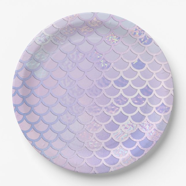 Purple Mermaid Scales Party  Paper Plate (Front)
