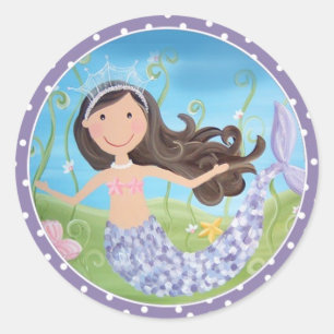 Purple Mermaid- (set sticker) Classic Round Sticker