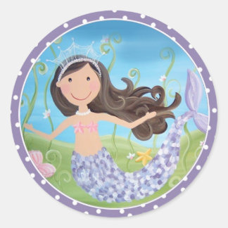 Purple Mermaid- (set sticker) Classic Round Sticker