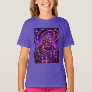 Purple Mermaid Star Spiral Fantasy Castle Art Ma T-Shirt
