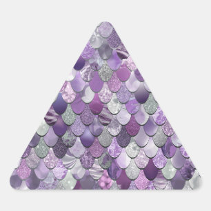 Purple Mermaid Stickers, Party Favors Triangle Sticker