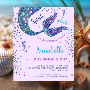 Purple Mermaid Tail Birthday Budget Invitation