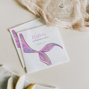 Purple Mermaid Tail Birthday Paper Napkin