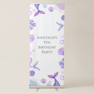 Purple Mermaid Themed Birthday Party  Retractable Banner