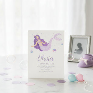 Purple Mermaid Under The Sea Baby Shower Invitation