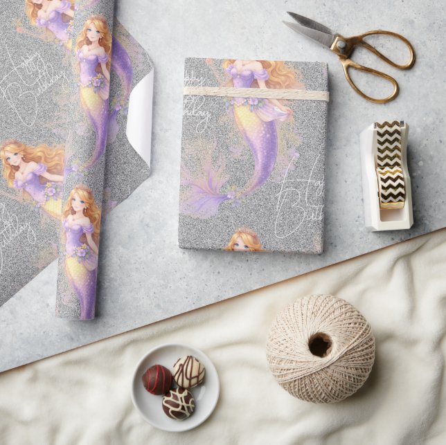 Purple mermaid  wrapping paper (Crafts)