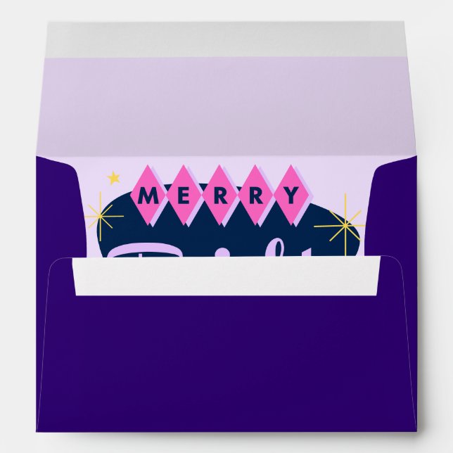 Purple Merry and Bright Christmas Greetings Envelope (Back (Bottom))