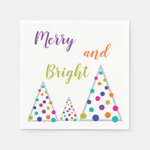 Purple Merry and Bright Christmas Tree Napkin