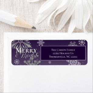 Purple Merry and Bright Snowflakes Christmas