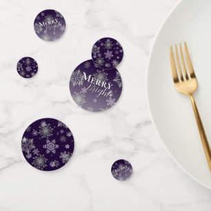 Purple Merry and Bright Snowflakes Christmas Confetti