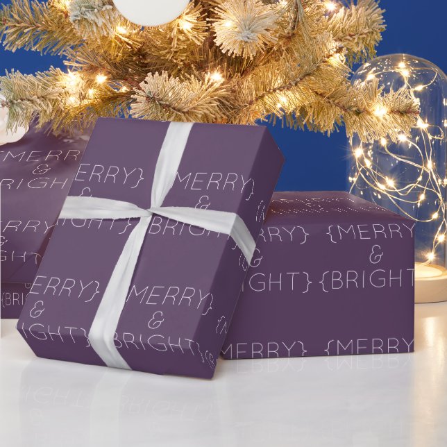 Purple Merry and Bright Wrapping Paper (Holidays)