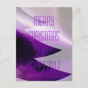 Purple Merry Christmas Happy New Year 2017 Holiday Postcard