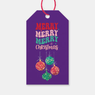 Purple Merry Christmas Ornament Gift Tags
