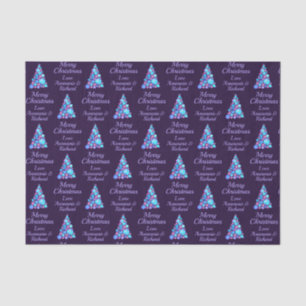 Purple Merry Christmas Tree with Name Wrapping Pa Tissue Paper