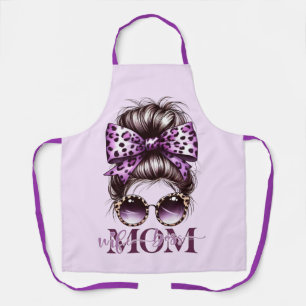 Purple Messy Bun Mum Wife Boss Apron