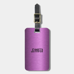 Purple Metallic Brushed Aluminium Look Monogram Luggage Tag