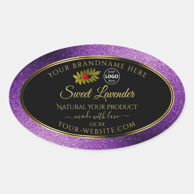 Purple Metallic Glitter Black Product Labels Logo (Front)