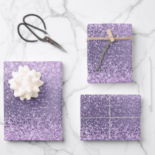 Purple Metallic Glitter Sparkle Pattern Wrapping Paper Sheet