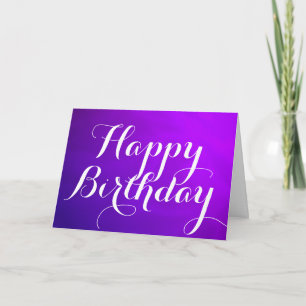 Purple Metallic Happy Birthday Card with Message