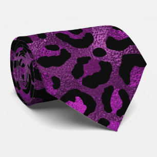 Purple Metallic Leopard Print Tie
