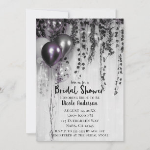 Purple Metallic Party Balloons Ivy Bridal Shower Invitation