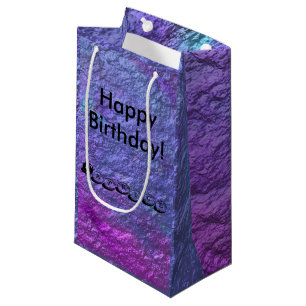 Purple Metallic Personalise Text Small Gift Bag