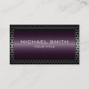 Purple Metallic Professional Elegant Metal Border Business Card