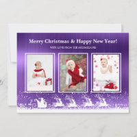Purple Metallic Sleigh Snow Photo Christmas