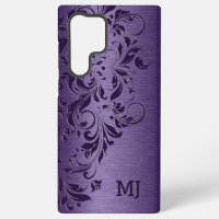 Purple Metallic Texture & Floral Lace