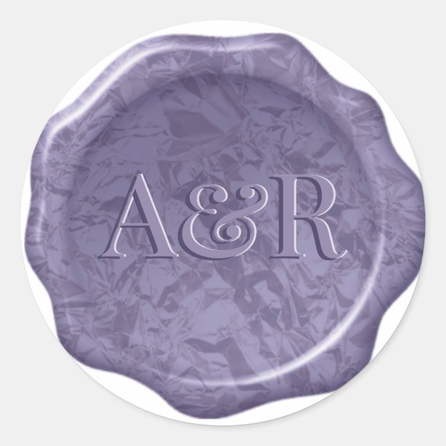 Purple metallic Wax seal Sticker monogram, (Front)