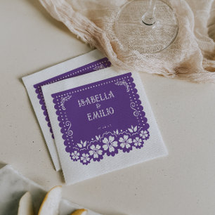 Purple   Mexican Papel Picado Wedding Napkin