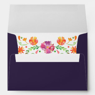 Purple Mexican Vibrant Floral Fiesta Wedding  Envelope