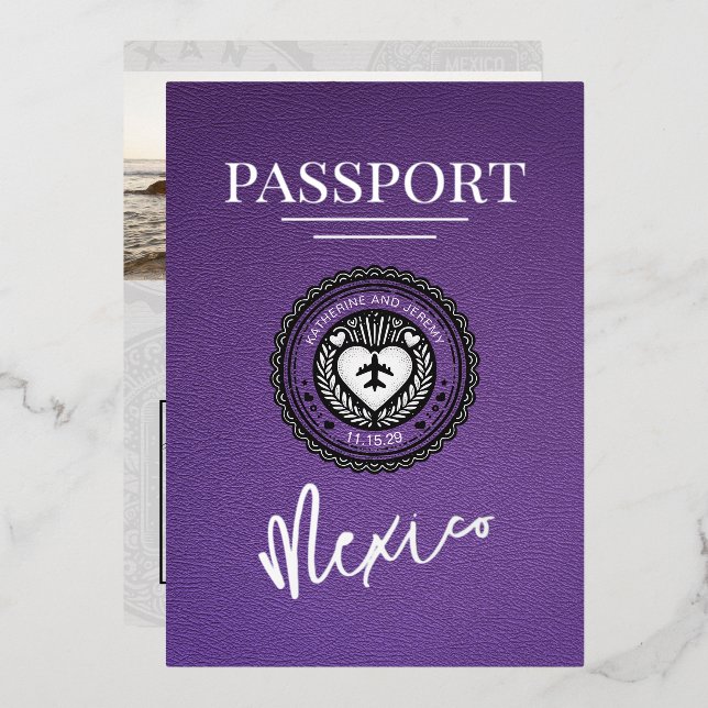 Purple Mexico Passport Wedding (Front/Back)