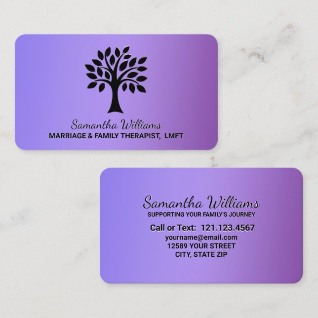 Purple MFT Marriage And Family Therapist Business Card (Front/Back)