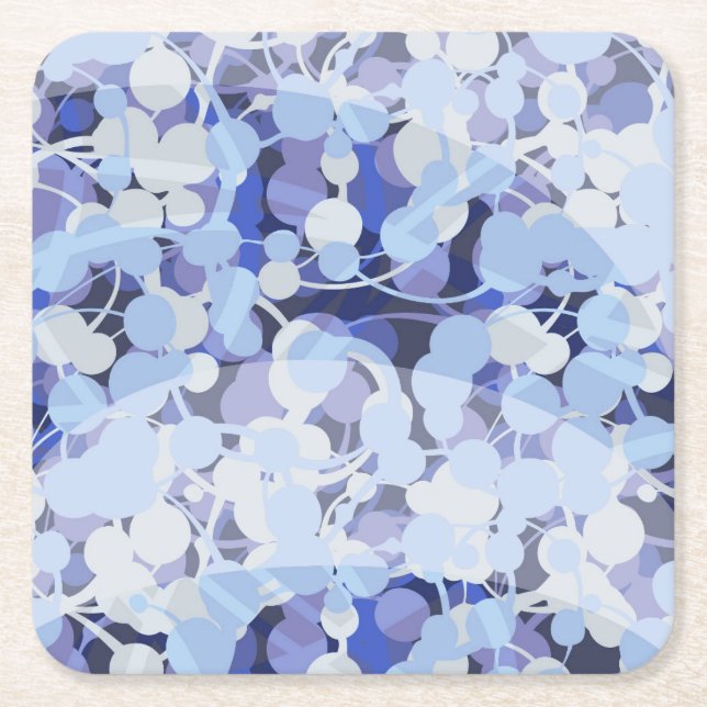 Purple Microbe Pattern Square Paper Coaster (Front)