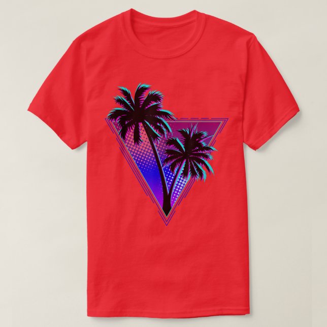 Purple Midnight Retro Palm Tree Silhouette Design  T-Shirt (Design Front)