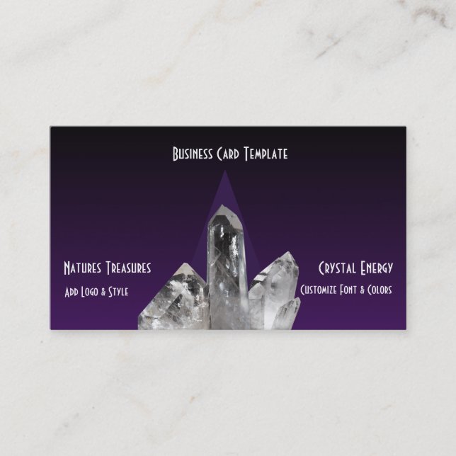 Purple Mineral Quartz Crystals Logo Business Card (Front)