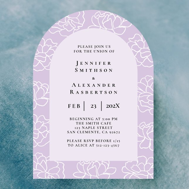 Purple Minimal Botanical Wedding Invitation (Creator Uploaded)