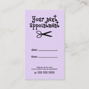 Purple Minimal Hair Stylist Scissors Appointment Card