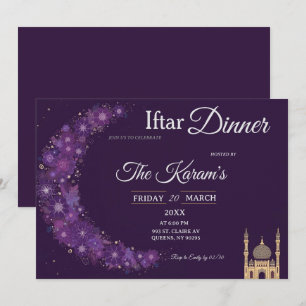 Purple Minimal Mosque Ramadan Iftar Party  Invit Invitation