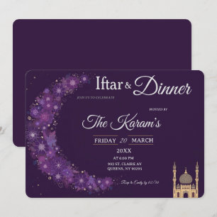 Purple Minimal Mosque Ramadan Iftar Party  Invitation