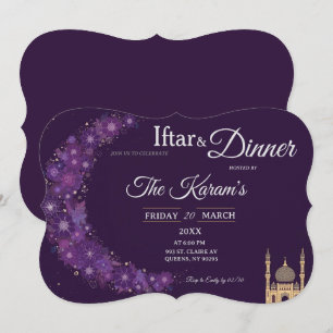 Purple Minimal Mosque Ramadan Iftar Party  Invitation